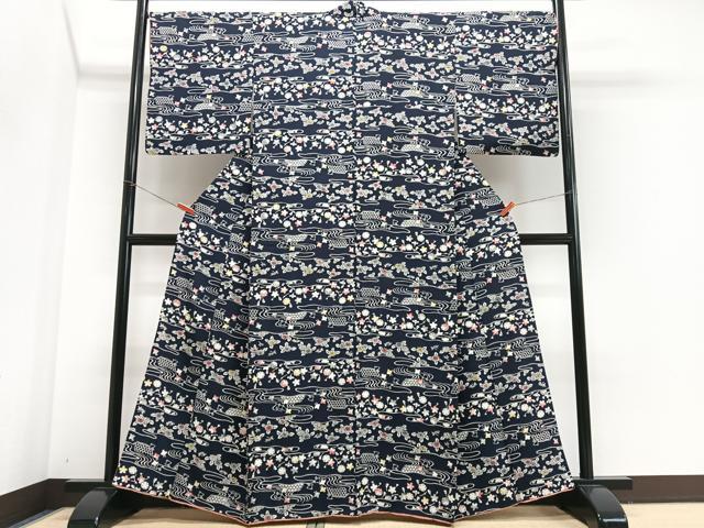 平和屋着物■上質な小紋 流水草花文 正絹 逸品 CABJ8021xe
