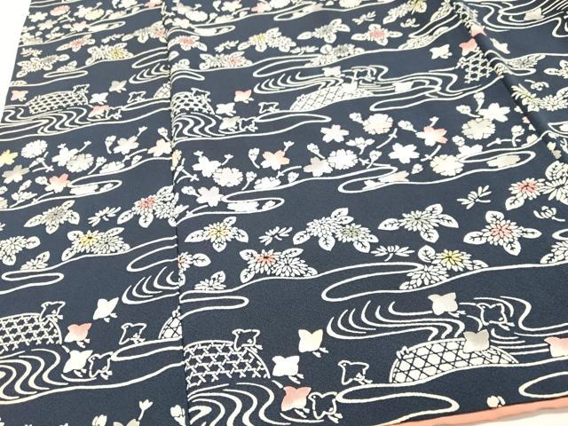 平和屋着物■上質な小紋 流水草花文 正絹 逸品 CABJ8021xe
