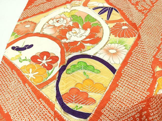 平和屋着物■豪華振袖 駒刺繍 絞り 花丸文 金彩 正絹 逸品 CABJ8027xe