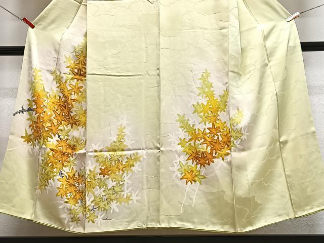 平和屋着物■訪問着 手描き 楓文 暈し染め 金彩 正絹 逸品 CABJ8040xe