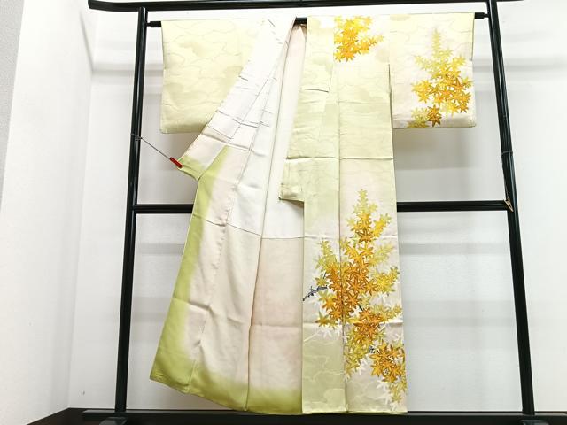 平和屋着物■訪問着 手描き 楓文 暈し染め 金彩 正絹 逸品 CABJ8040xe
