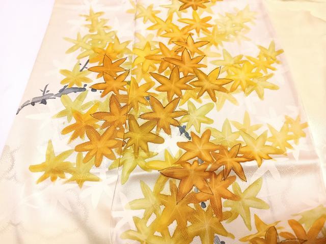 平和屋着物■訪問着 手描き 楓文 暈し染め 金彩 正絹 逸品 CABJ8040xe
