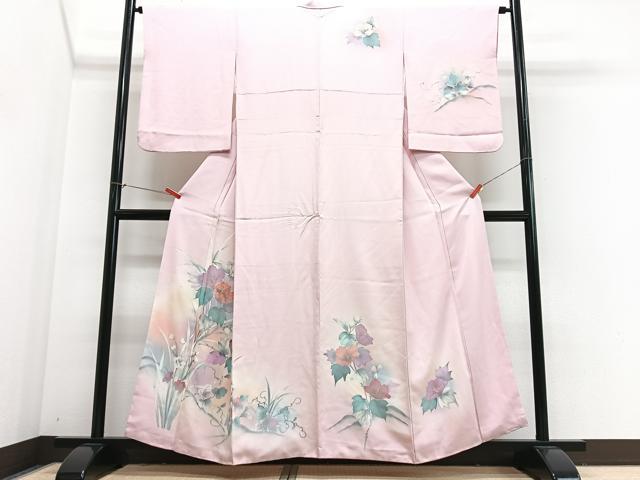 平和屋着物■訪問着 手描き 刺繍 草花文 暈し染め 正絹 逸品 CABJ8041xe
