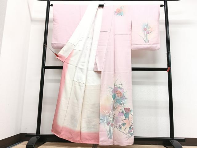 平和屋着物■訪問着 手描き 刺繍 草花文 暈し染め 正絹 逸品 CABJ8041xe
