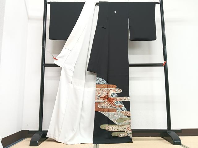 平和屋着物■豪華黒留袖 駒刺繍 鳳凰花文 金彩 正絹 逸品 CABJ8052xe