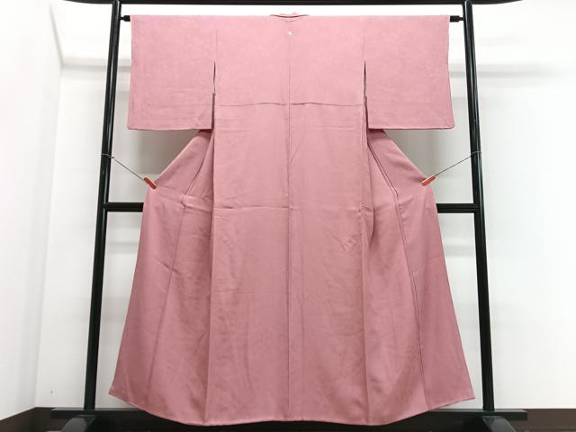 平和屋着物■上質な色無地 舞花地紋 紅梅色 正絹 逸品 CABJ8055xe