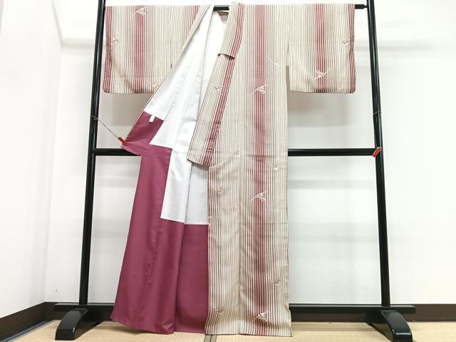 平和屋着物■小紋 縞 几帳文 洗える着物 CABJ8061xe