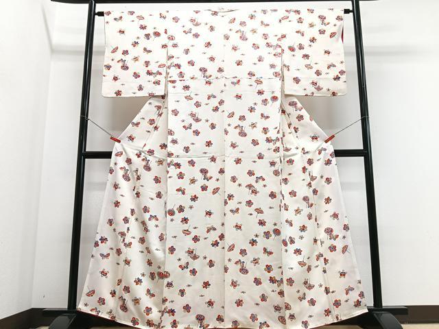 平和屋着物■上質な小紋 花蝶文 正絹 逸品 CABJ8075xe