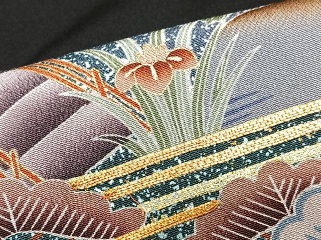 平和屋着物■豪華黒留袖 駒刺繍 飛鶴風景松文 暈し染め 金彩 正絹 逸品 CABJ8077xe
