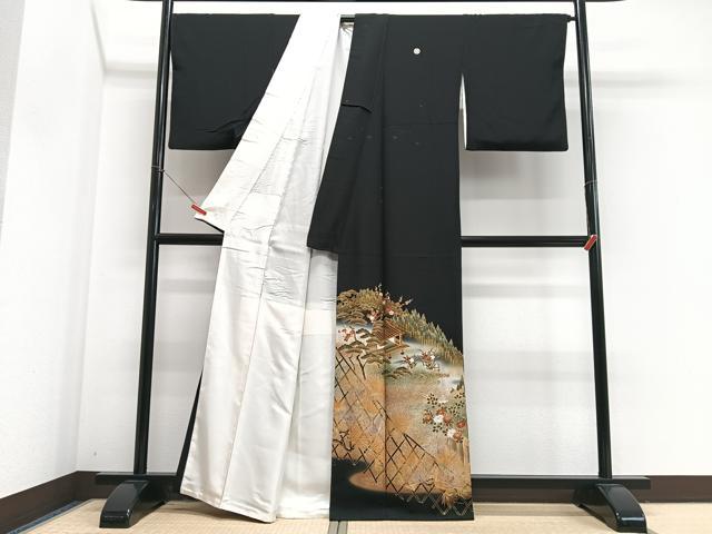 平和屋着物■五代 歌舞伎役者 坂東八十助 黒留袖 駒刺繍 衣の年輪 暈し染め 金彩 正絹 逸品 CABJ8078xe