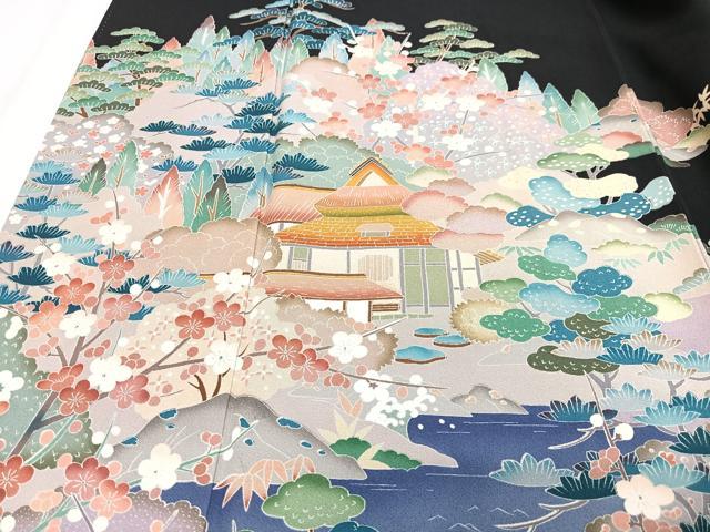 平和屋着物■豪華黒留袖 作家物 風景文 正絹 逸品 CABJ8079xe
