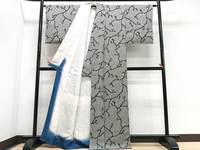 平和屋着物■上質な小紋 総絞り 幾何学文様 黒地 正絹 逸品 CABJ8086xe