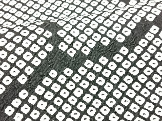 平和屋着物■上質な小紋 総絞り 幾何学文様 黒地 正絹 逸品 CABJ8086xe