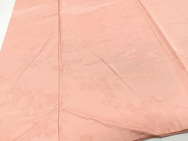 平和屋着物■上質な色無地 更紗花唐草地紋 宍色 正絹 逸品 CABJ8098xe