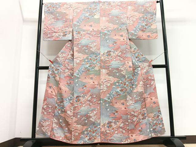 平和屋着物■上質な小紋 鴛鴦花唐草文 金彩 正絹 逸品 CABJ8104xe