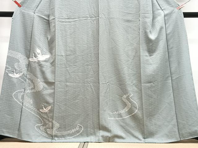 平和屋着物■訪問着 刺繍 絞り 流水飛鶴文 銀彩 正絹 逸品 CABJ8105xe