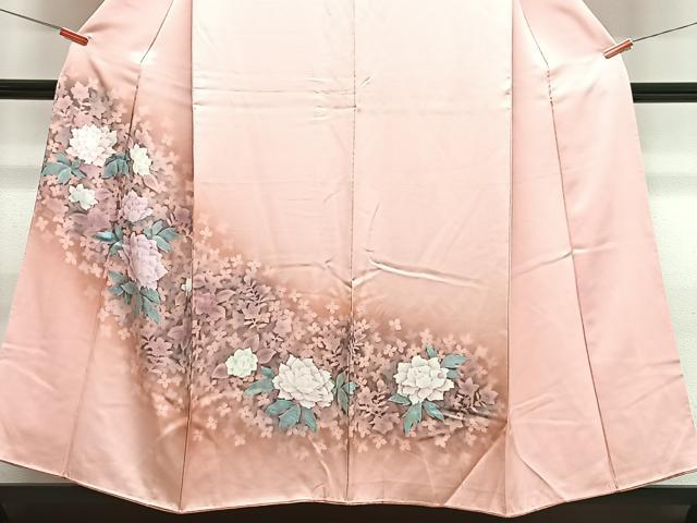 平和屋着物■訪問着 草花文 バラ 暈し染め 正絹 逸品 未使用 CABJ8111xe