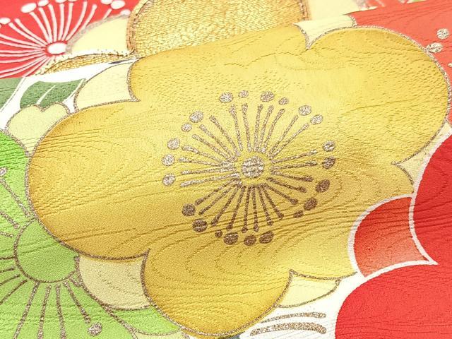 平和屋着物■豪華振袖 駒刺繍 流水舞梅文 金彩 正絹 逸品 CABJ8116xe