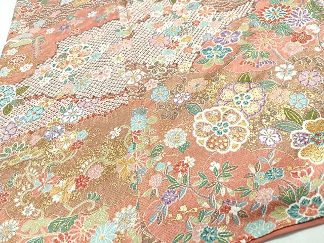 平和屋着物■上質な小紋 吉祥花文 金彩 ロング丈 正絹 逸品 CABJ8125xe