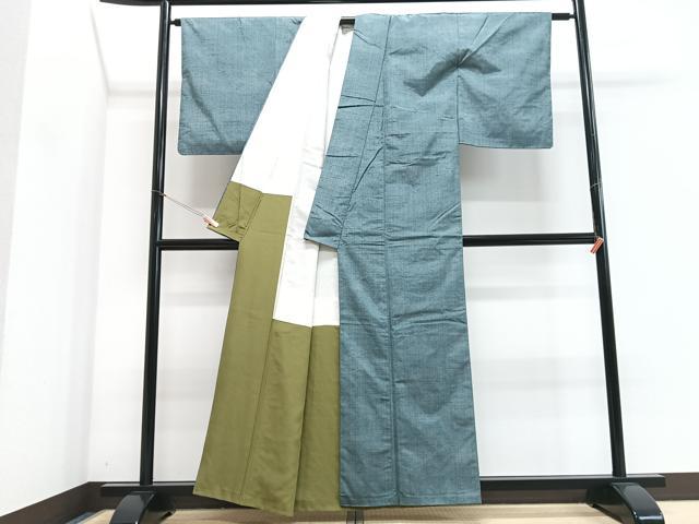 平和屋着物■上質な紬 御召御納戸色 正絹 逸品 CABJ8129xe