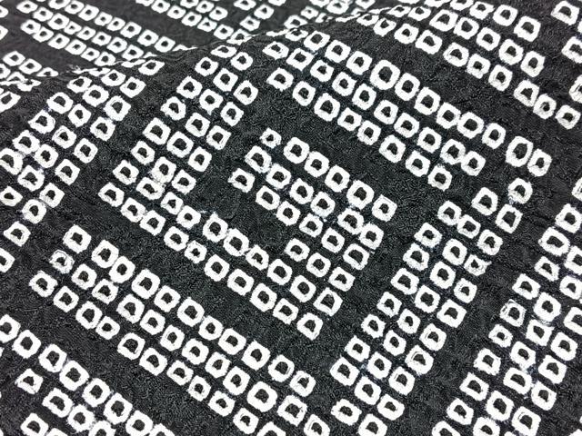 平和屋着物■上質な小紋 総絞り 幾何学文様 黒地 正絹 逸品 未使用 CABJ8130xe