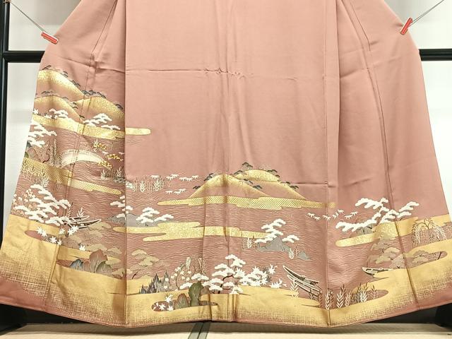 平和屋着物■豪華色留袖 駒刺繍 風景文 金彩 やまと誂製 正絹 逸品 CABJ8169xe