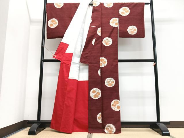 平和屋着物■上質な紬 雪輪花文 正絹 逸品 CABJ8173xe
