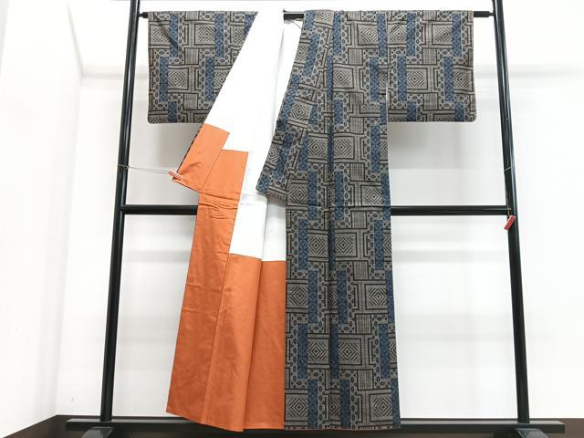 平和屋着物■本場大島紬 7マルキ 幾何学文様 正絹 逸品 CABJ8178xe