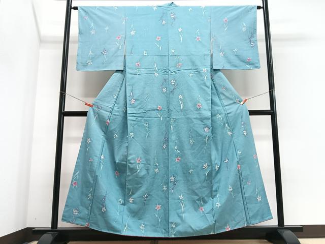 平和屋着物■上質な紬 草花文 正絹 逸品 CABJ8180xe