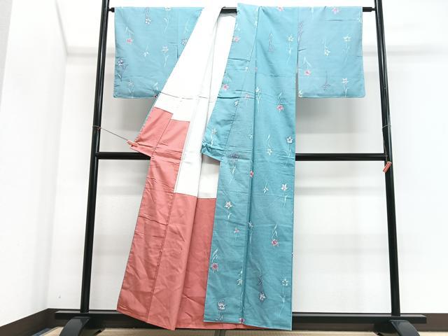平和屋着物■上質な紬 草花文 正絹 逸品 CABJ8180xe