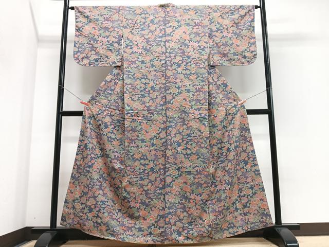 平和屋着物■上質な紬 花唐草文 正絹 逸品 CABJ8185xe