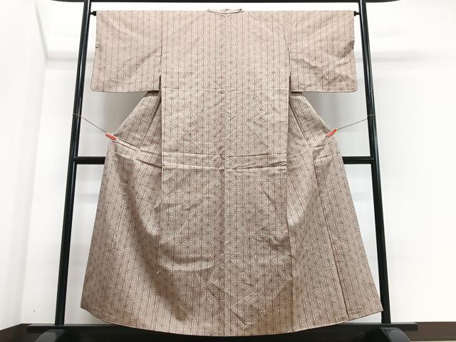 平和屋着物■上質な紬 麻の葉文様 正絹 逸品 CABJ8188xe