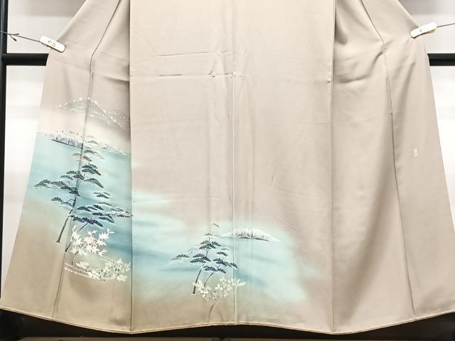 平和屋着物■訪問着 友禅 作家物 風景松文 暈し染め 正絹 逸品 CABJ8203xe