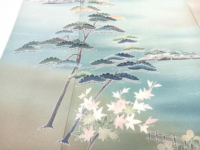 平和屋着物■訪問着 友禅 作家物 風景松文 暈し染め 正絹 逸品 CABJ8203xe