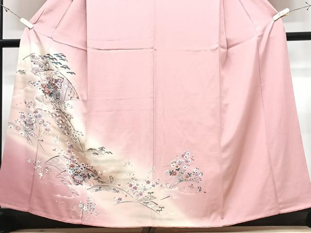 平和屋着物■訪問着 吉祥花鳥文 暈し染め 銀彩 正絹 逸品 CABJ8205xe