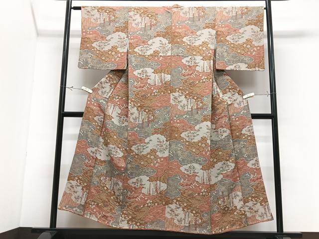 平和屋着物■上質な小紋 雲取り花文 鬼しぼ縮緬 正絹 逸品 CABJ8225xe