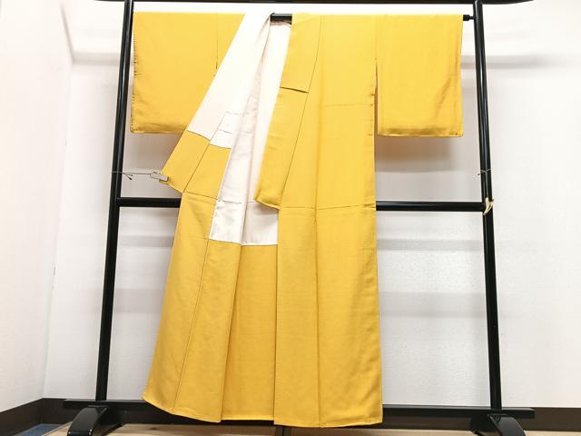 平和屋着物■上質な色無地 支子色 正絹 逸品 CABJ8227xe