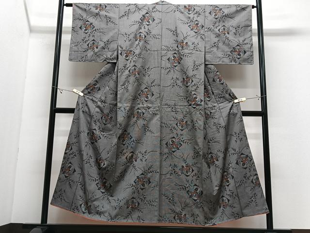 平和屋着物■上質な紬 草花文 正絹 逸品 未使用 CABJ8235xe