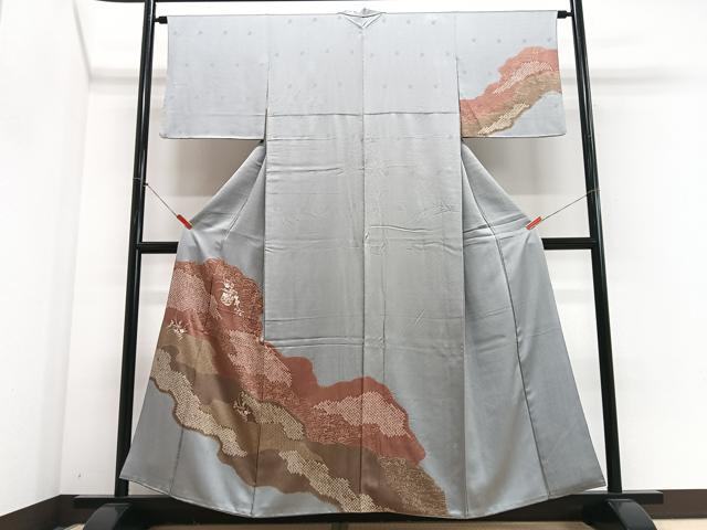 平和屋着物■訪問着 刺繍 絞り 花籠文 金彩 正絹 逸品 CABJ8241xe