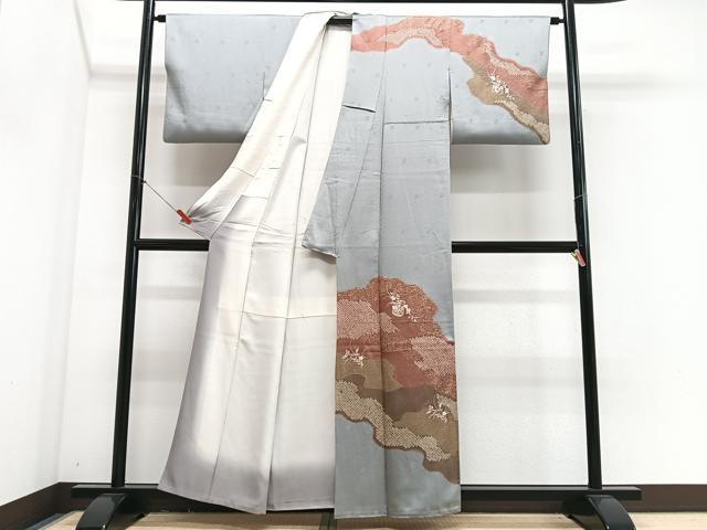 平和屋着物■訪問着 刺繍 絞り 花籠文 金彩 正絹 逸品 CABJ8241xe