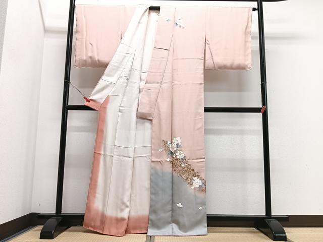 平和屋着物■訪問着 草花文 暈し染め 金彩 正絹 逸品 未使用 CABJ8243xe