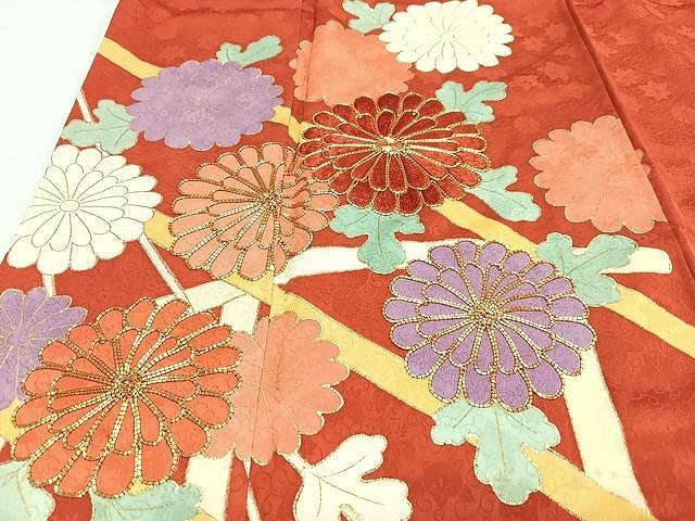 平和屋着物■豪華振袖 駒刺繍 草花文 金彩 正絹 逸品 CABJ8261xe
