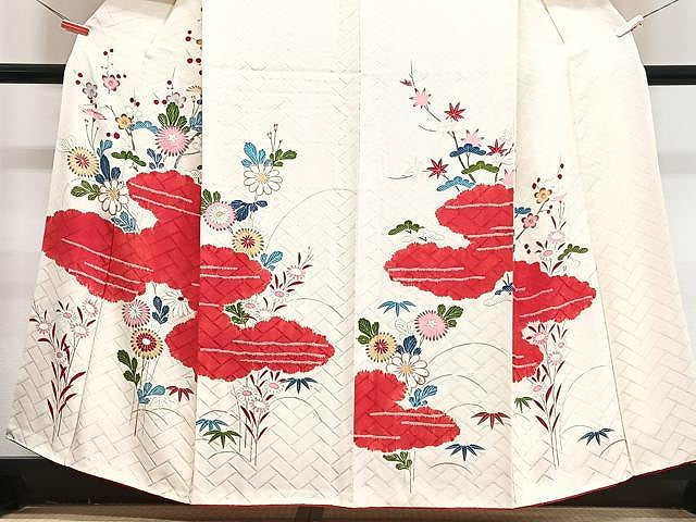 平和屋着物■訪問着 絞り 雲取り草花文 金銀彩 正絹 逸品 CABJ8265xe