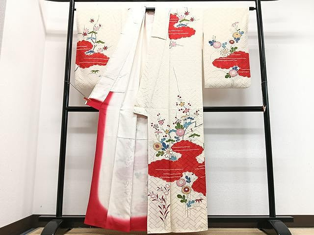 平和屋着物■訪問着 絞り 雲取り草花文 金銀彩 正絹 逸品 CABJ8265xe
