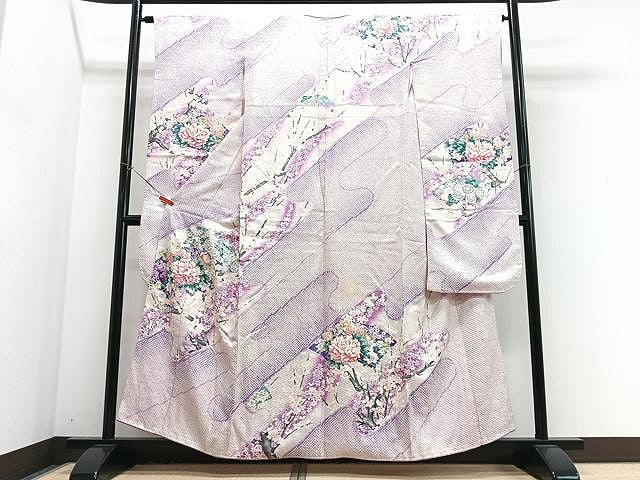 平和屋着物■豪華振袖 絞り 枝花文 暈し染め 銀彩 三越扱い 正絹 逸品 CABJ8269xe