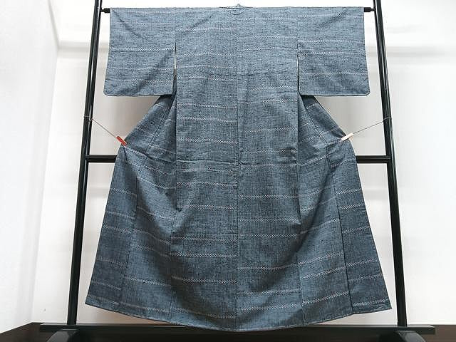 平和屋着物■上質な紬 横段文 正絹 逸品 未使用 CABJ8270xe