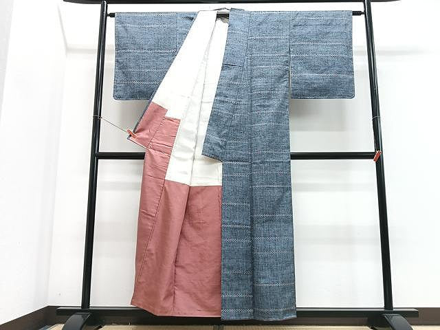 平和屋着物■上質な紬 横段文 正絹 逸品 未使用 CABJ8270xe
