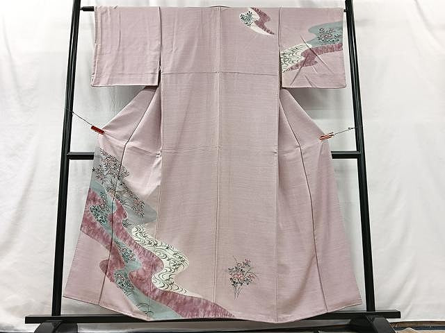 平和屋着物■訪問着 絞り 流水草花文 金彩 正絹 逸品 CABJ8283xe