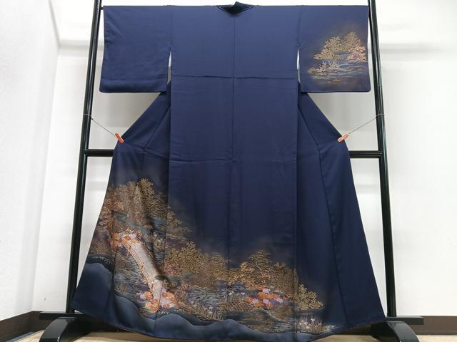 平和屋着物■訪問着 渡り橋風景文 暈し染め 金彩 正絹 逸品 CABJ8303xe