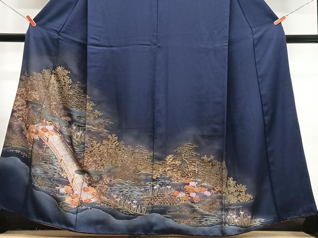 平和屋着物■訪問着 渡り橋風景文 暈し染め 金彩 正絹 逸品 CABJ8303xe